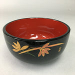 Japanese Lacquer ware Bowl Replica Vtg Black Gold Makie Noodle Rice UR313