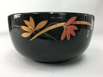 Japanese Lacquer ware Bowl Replica Vtg Black Gold Makie Noodle Rice UR314
