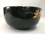 Japanese Lacquer ware Bowl Replica Vtg Black Gold Makie Noodle Rice UR314
