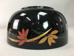 Japanese Lacquer ware Bowl Replica Vtg Black Gold Makie Noodle Rice UR314