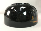 Japanese Lacquer ware Bowl Replica Vtg Black Gold Makie Noodle Rice UR315