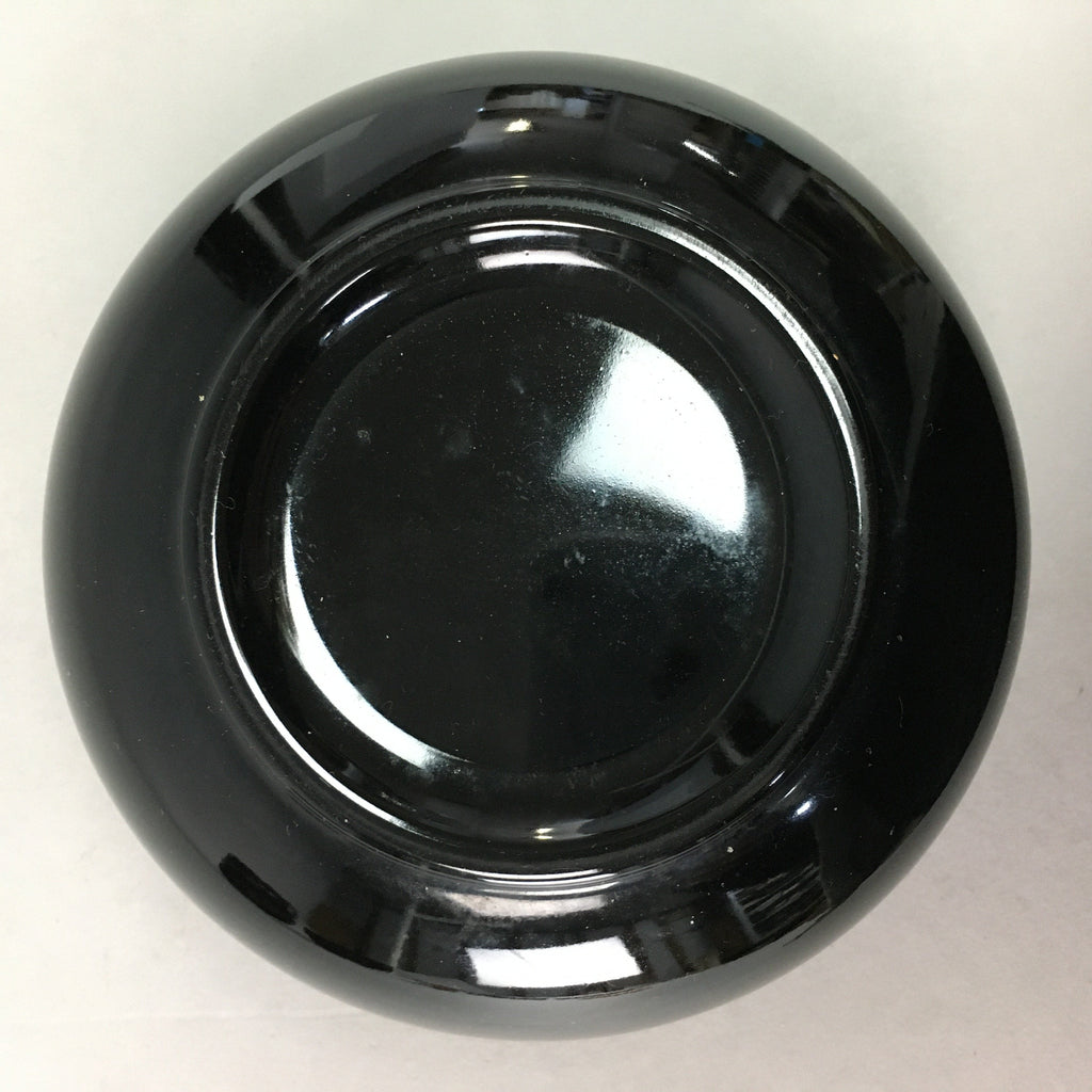 Japanese Lacquer ware Bowl Replica Vtg Black Gold Makie Noodle Rice UR315