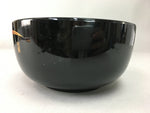 Japanese Lacquer ware Bowl Replica Vtg Black Gold Makie Noodle Rice UR315
