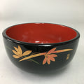 Japanese Lacquer ware Bowl Replica Vtg Black Gold Makie Noodle Rice UR315
