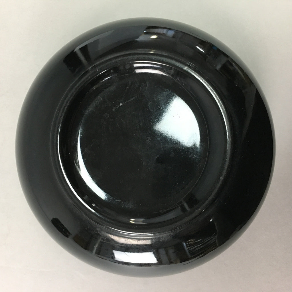 Japanese Lacquer ware Bowl Replica Vtg Black Gold Makie Noodle Rice UR316