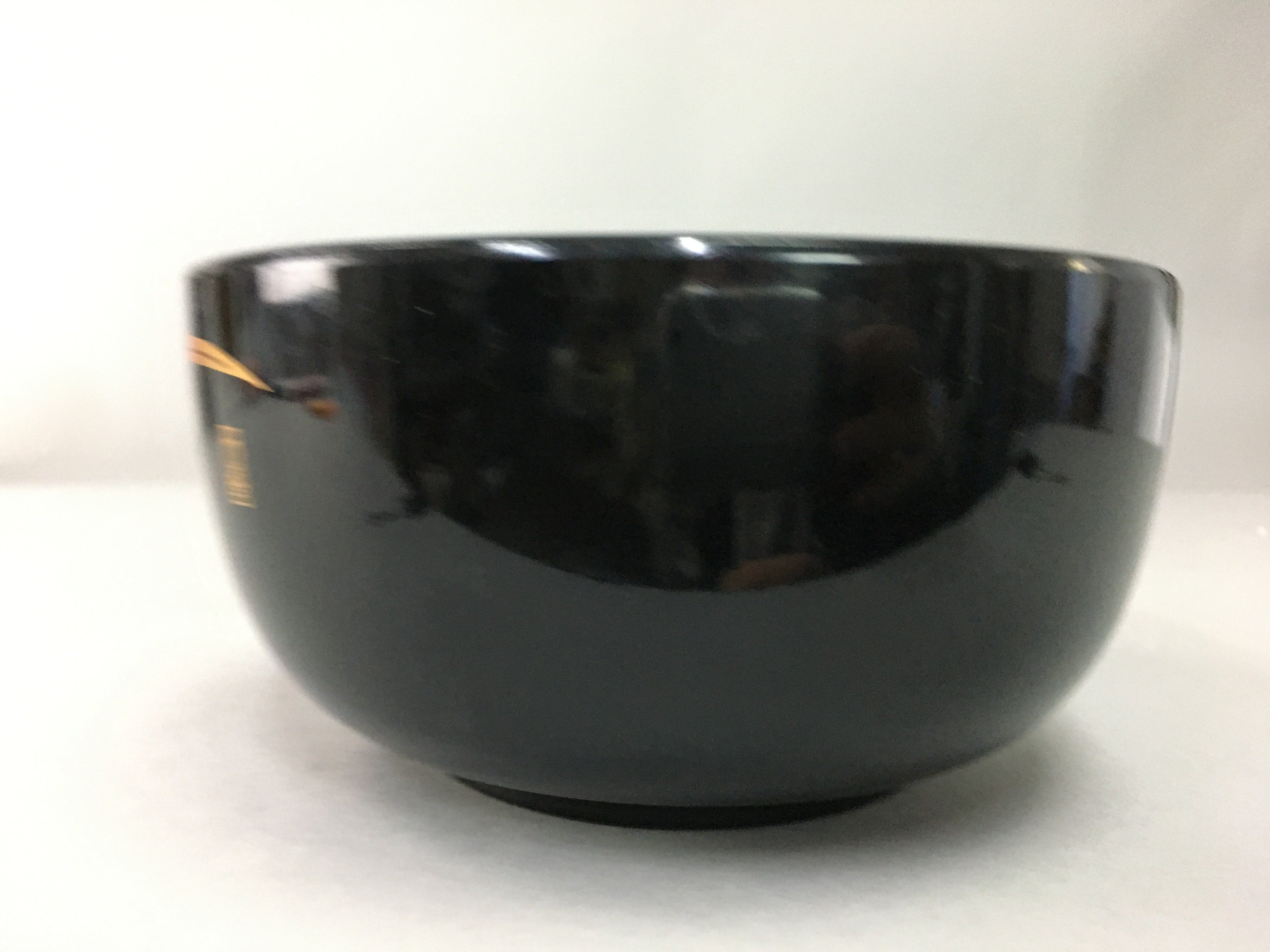 Japanese Lacquer ware Bowl Replica Vtg Black Gold Makie Noodle Rice UR316