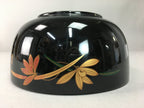 Japanese Lacquer ware Bowl Replica Vtg Black Gold Makie Noodle Rice UR316