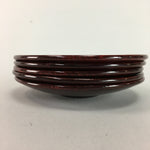 Japanese Lacquer ware Drink Coaster Saucer Vtg Chataku 5pc Wood Brown LW996