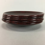 Japanese Lacquer ware Drink Coaster Saucer Vtg Chataku 5pc Wood Brown LW996