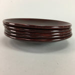 Japanese Lacquer ware Drink Coaster Saucer Vtg Chataku 5pc Wood Brown LW996