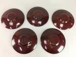 Japanese Lacquer ware Drink Coaster Saucer Vtg Chataku 5pc Wood Brown LW996