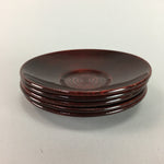 Japanese Lacquer ware Drink Coaster Saucer Vtg Chataku 5pc Wood Brown LW996