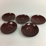 Japanese Lacquer ware Drink Coaster Saucer Vtg Chataku 5pc Wood Brown LW996