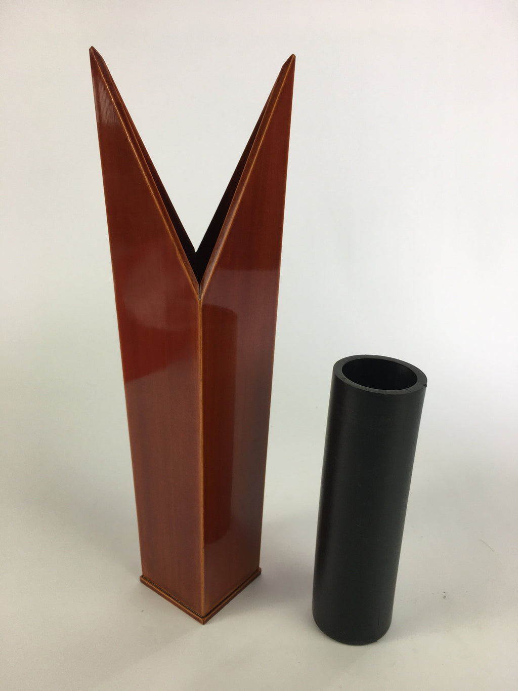 Japanese Lacquer ware Flower Vase Vtg Wooden Shunkei-nuri Ikebana Kabin FV908