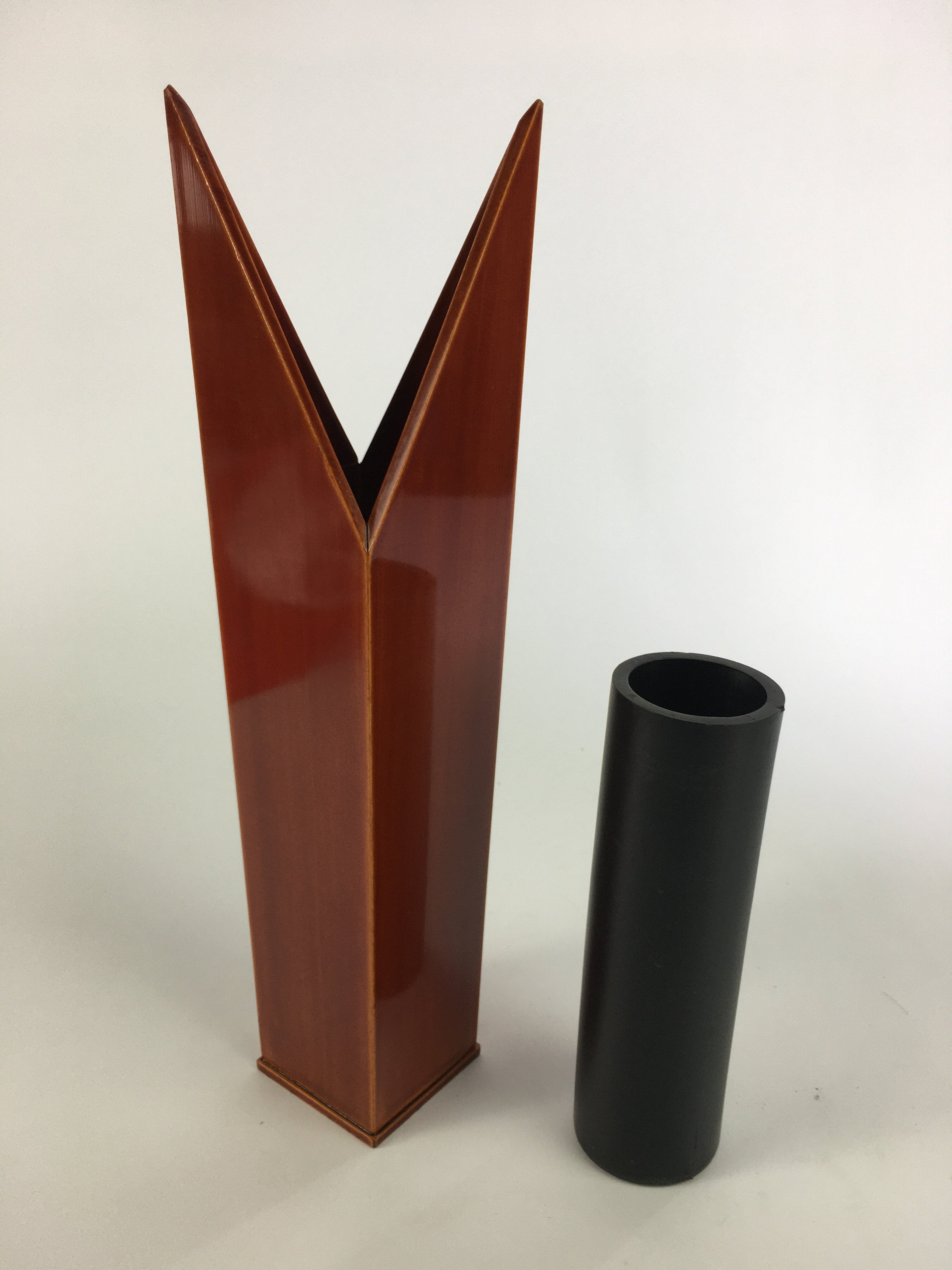 Japanese Lacquer ware Flower Vase Vtg Wooden Shunkei-nuri Ikebana Kabin FV908