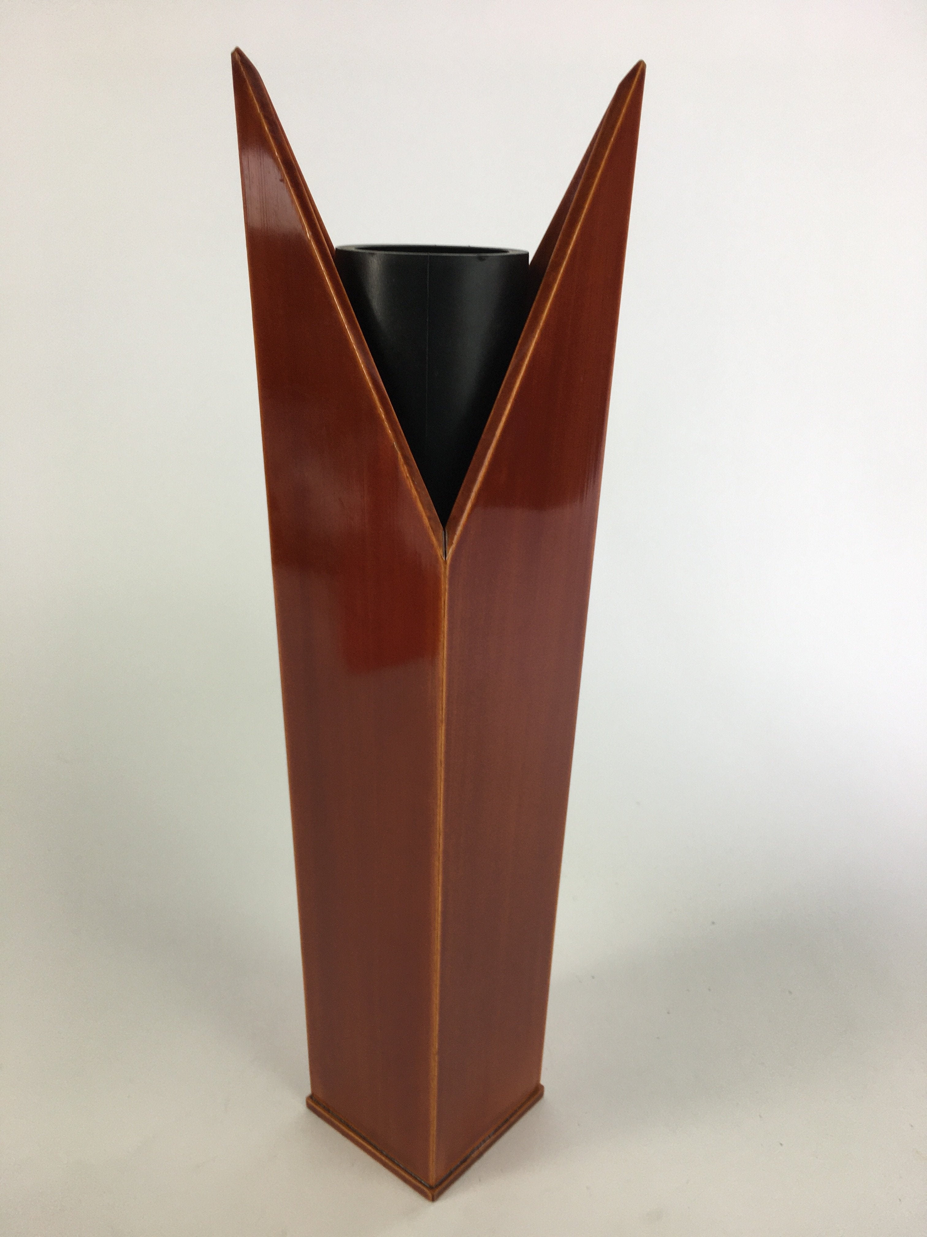 Japanese Lacquer ware Flower Vase Vtg Wooden Shunkei-nuri Ikebana Kabin FV908