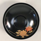 Japanese Lacquer ware Lidded Bowl Vtg Replica Black Gold Owan Soup Rice QT103