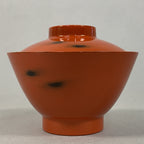 Japanese Lacquer ware Lidded Bowl Vtg Replica Red Black Owan Soup Rice UR400