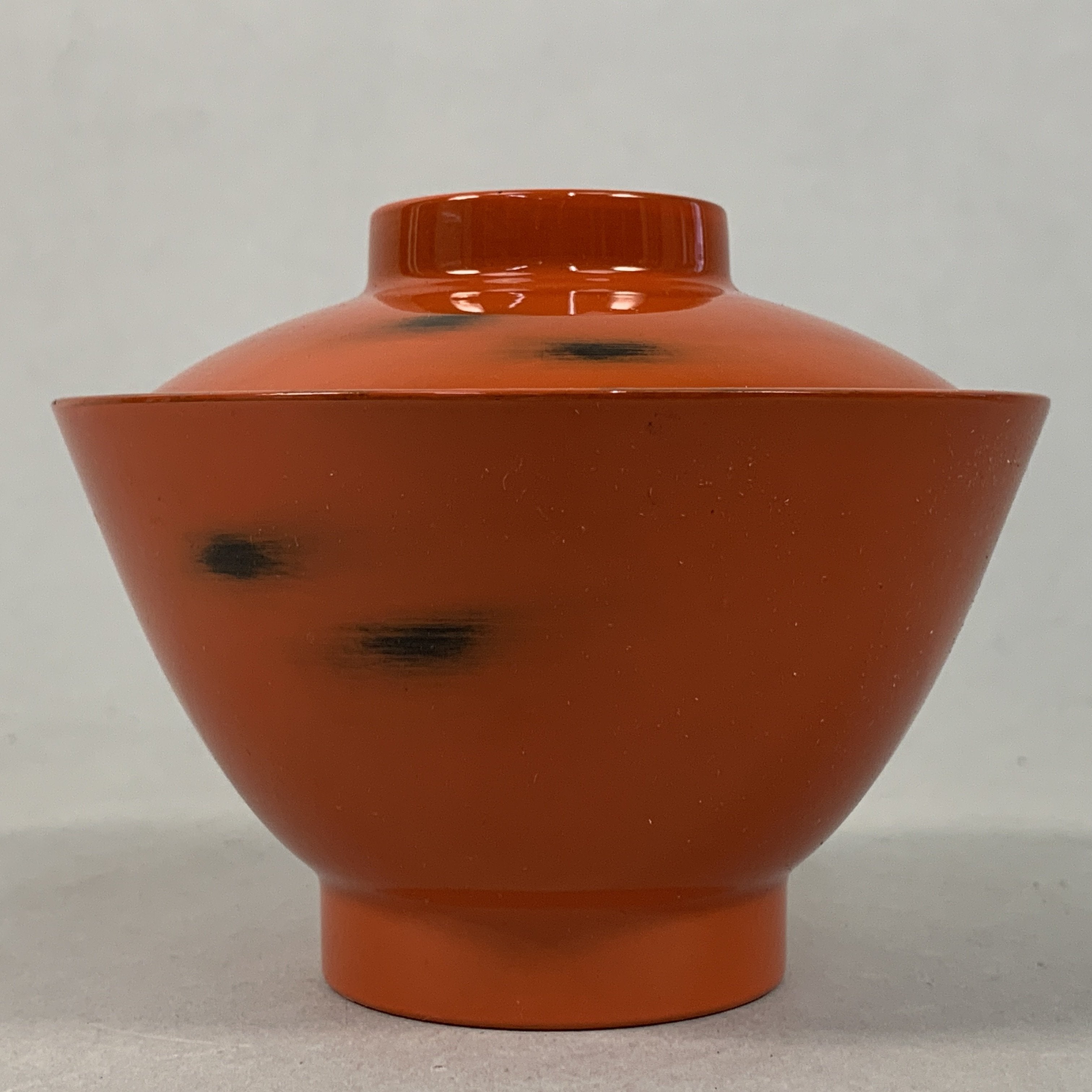 Japanese Lacquer ware Lidded Bowl Vtg Replica Red Black Owan Soup Rice UR400