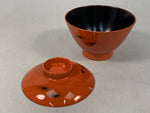 Japanese Lacquer ware Lidded Bowl Vtg Replica Red Black Owan Soup Rice UR400