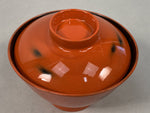 Japanese Lacquer ware Lidded Bowl Vtg Replica Red Black Owan Soup Rice UR400