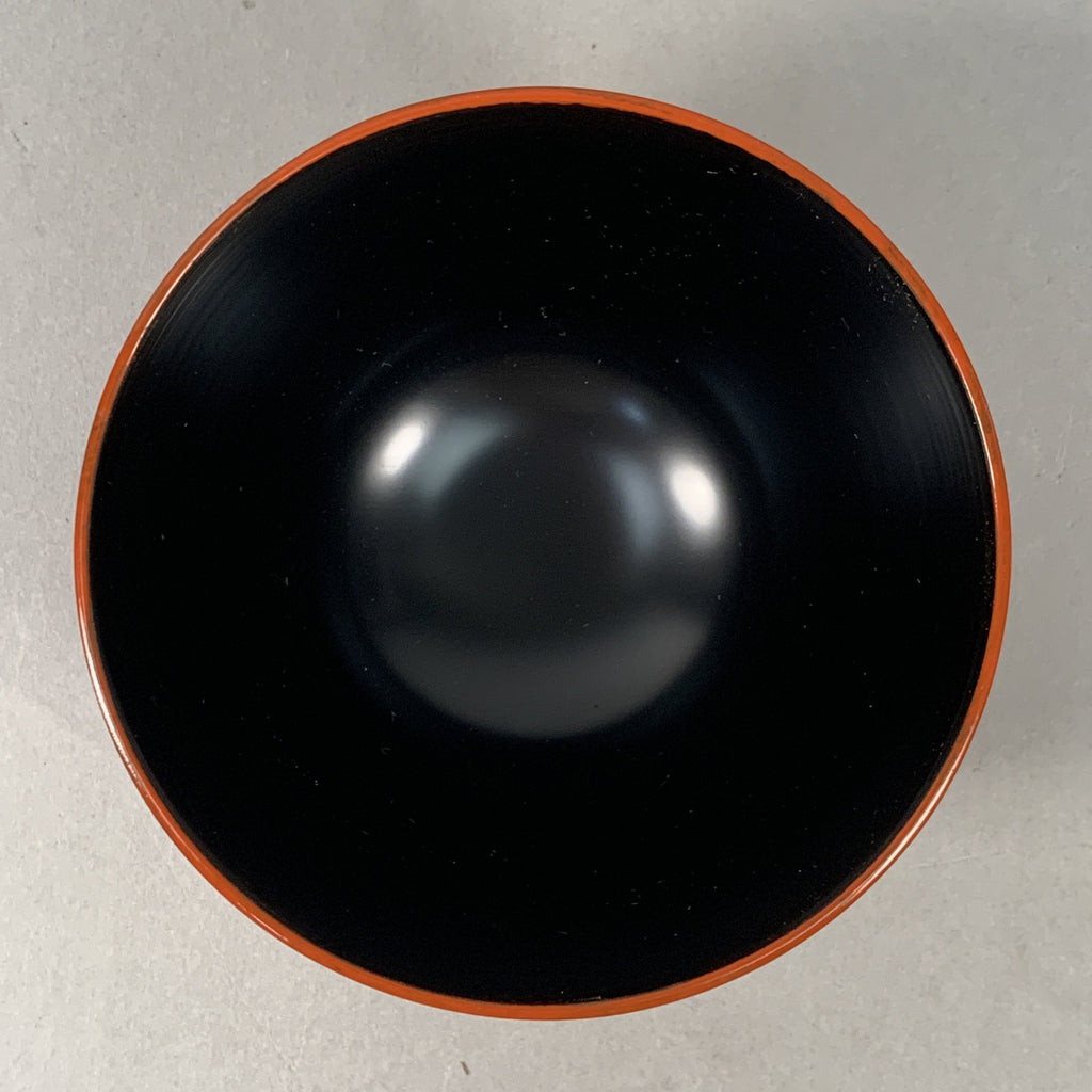 Japanese Lacquer ware Lidded Bowl Vtg Replica Red Black Owan Soup Rice UR400