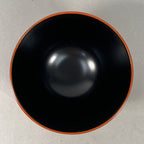 Japanese Lacquer ware Lidded Bowl Vtg Replica Red Black Owan Soup Rice UR400