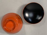 Japanese Lacquer ware Lidded Bowl Vtg Replica Red Black Owan Soup Rice UR400