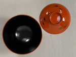 Japanese Lacquer ware Lidded Bowl Vtg Replica Red Black Owan Soup Rice UR400