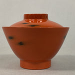 Japanese Lacquer ware Lidded Bowl Vtg Replica Red Black Owan Soup Rice UR400