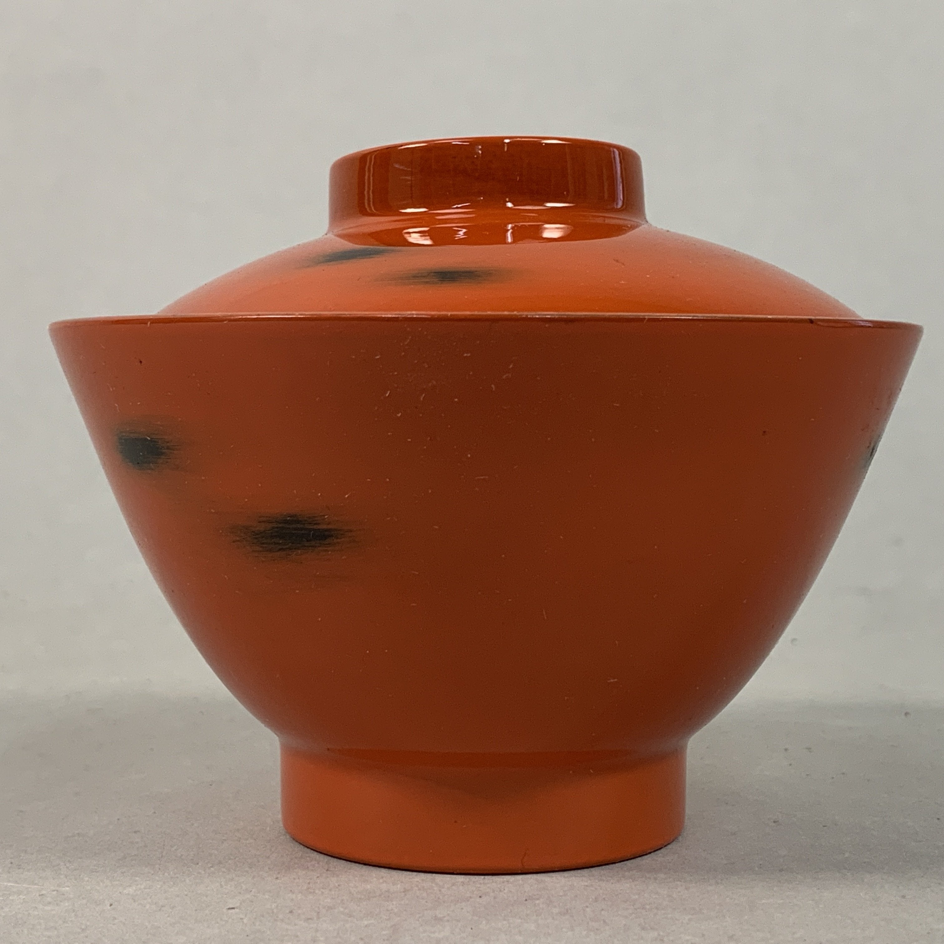 Japanese Lacquer ware Lidded Bowl Vtg Replica Red Black Owan Soup Rice UR400