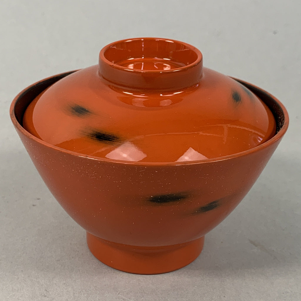 Japanese Lacquer ware Lidded Bowl Vtg Replica Red Black Owan Soup Rice UR400