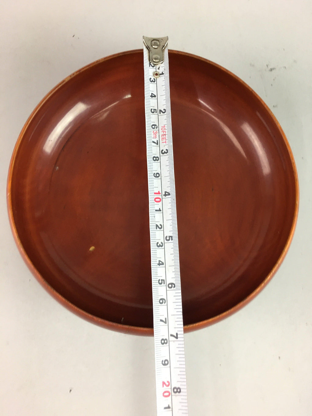 Japanese Lacquer ware Plate Vtg Wooden Shunkei Nuri Kashibachi Red LW835