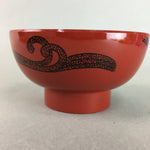Japanese Lacquer ware Soup Bowl Replica Vtg Red Floral Gold Makie Owan QT91