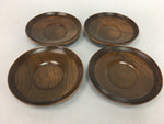 Japanese Lacquer ware Wooden Drink Coaster Saucer Vtg Chataku 4pc Brown LW982