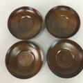 Japanese Lacquer ware Wooden Drink Coaster Saucer Vtg Chataku 4pc Brown LW982