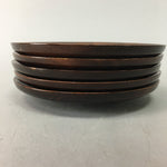 Japanese Lacquer ware Wooden Drink Coaster Saucer Vtg Chataku 5pc Brown LW984