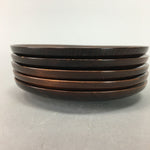 Japanese Lacquer ware Wooden Drink Coaster Saucer Vtg Chataku 5pc Brown LW984