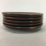Japanese Lacquer ware Wooden Drink Coaster Saucer Vtg Chataku 5pc Brown LW984