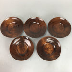 Japanese Lacquer ware Wooden Drink Coaster Saucer Vtg Chataku 5pc Brown LW984