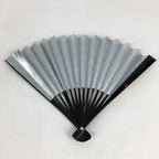 Japanese Lacquered Folding Fan Vtg Sensu Gold Silver Paper Bamboo Frame 4D569