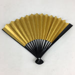 Japanese Lacquered Folding Fan Vtg Sensu Gold Silver Paper Bamboo Frame 4D569