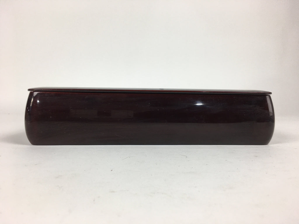 Japanese Lacquered Lidded Box Shunkei-Nuri Vtg Wood Fumibako Letter Book FB66