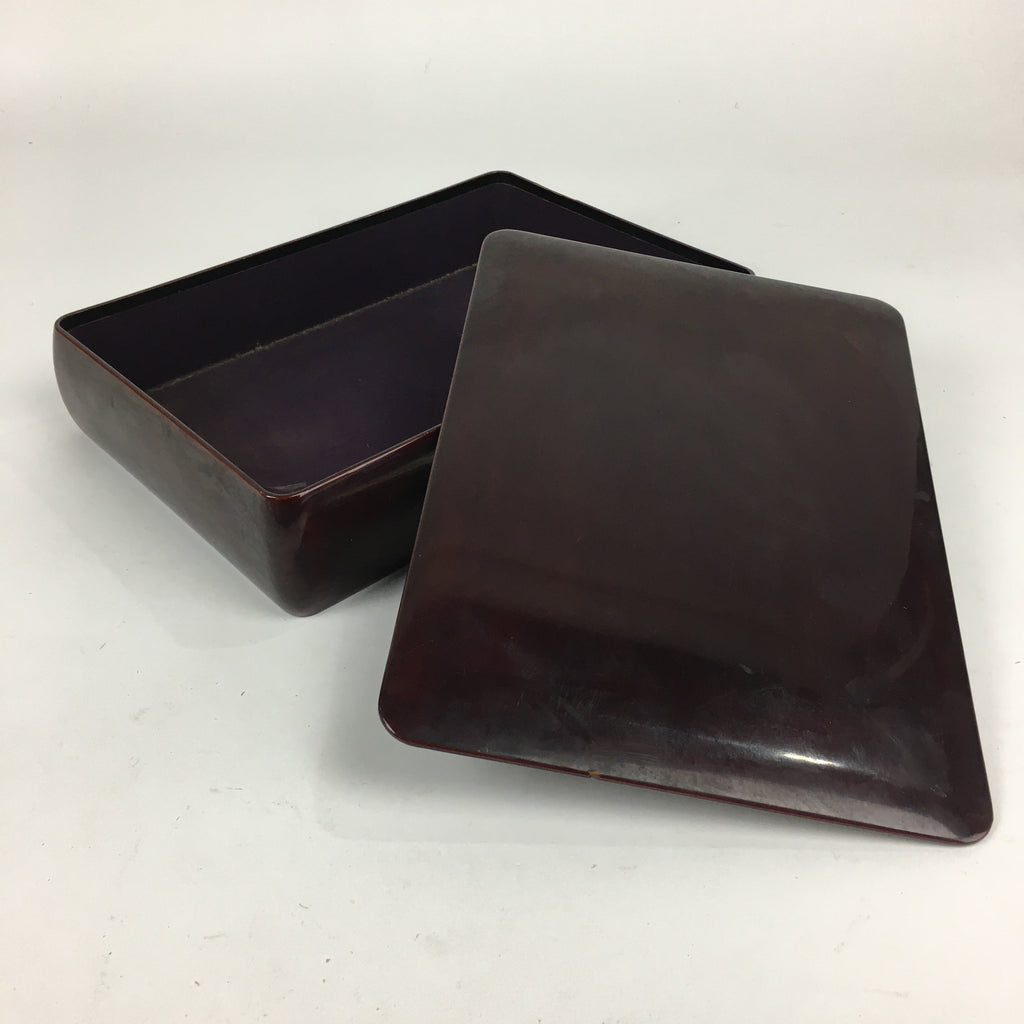 Japanese Lacquered Lidded Box Shunkei-Nuri Vtg Wood Fumibako Letter Book FB66