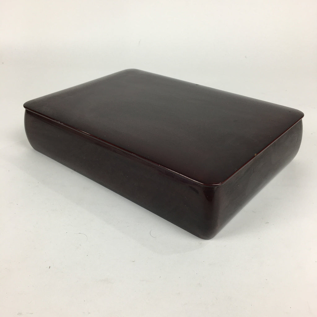 Japanese Lacquered Lidded Box Shunkei-Nuri Vtg Wood Fumibako Letter Book FB66
