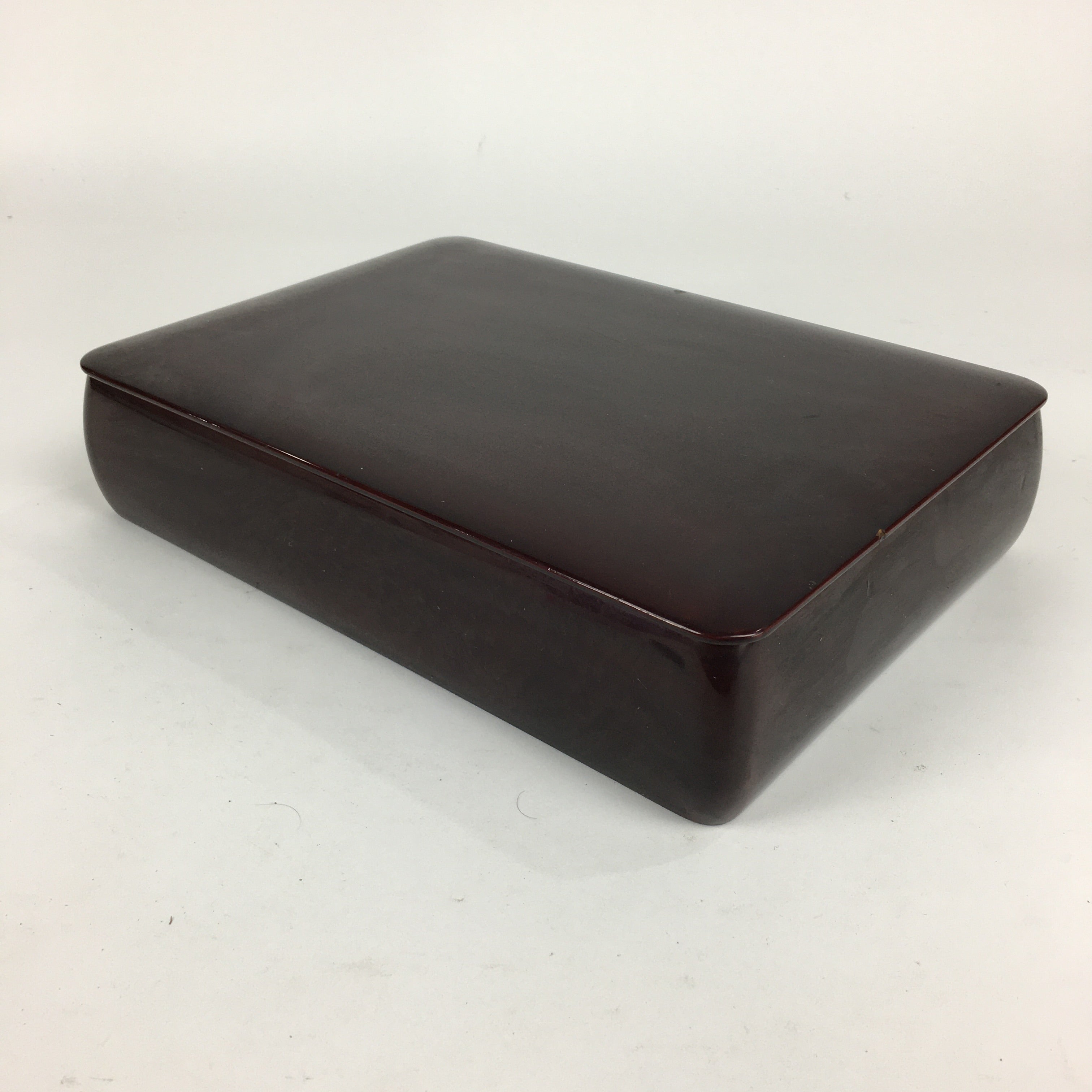 Japanese Lacquered Lidded Box Shunkei-Nuri Vtg Wood Fumibako Letter Book FB66