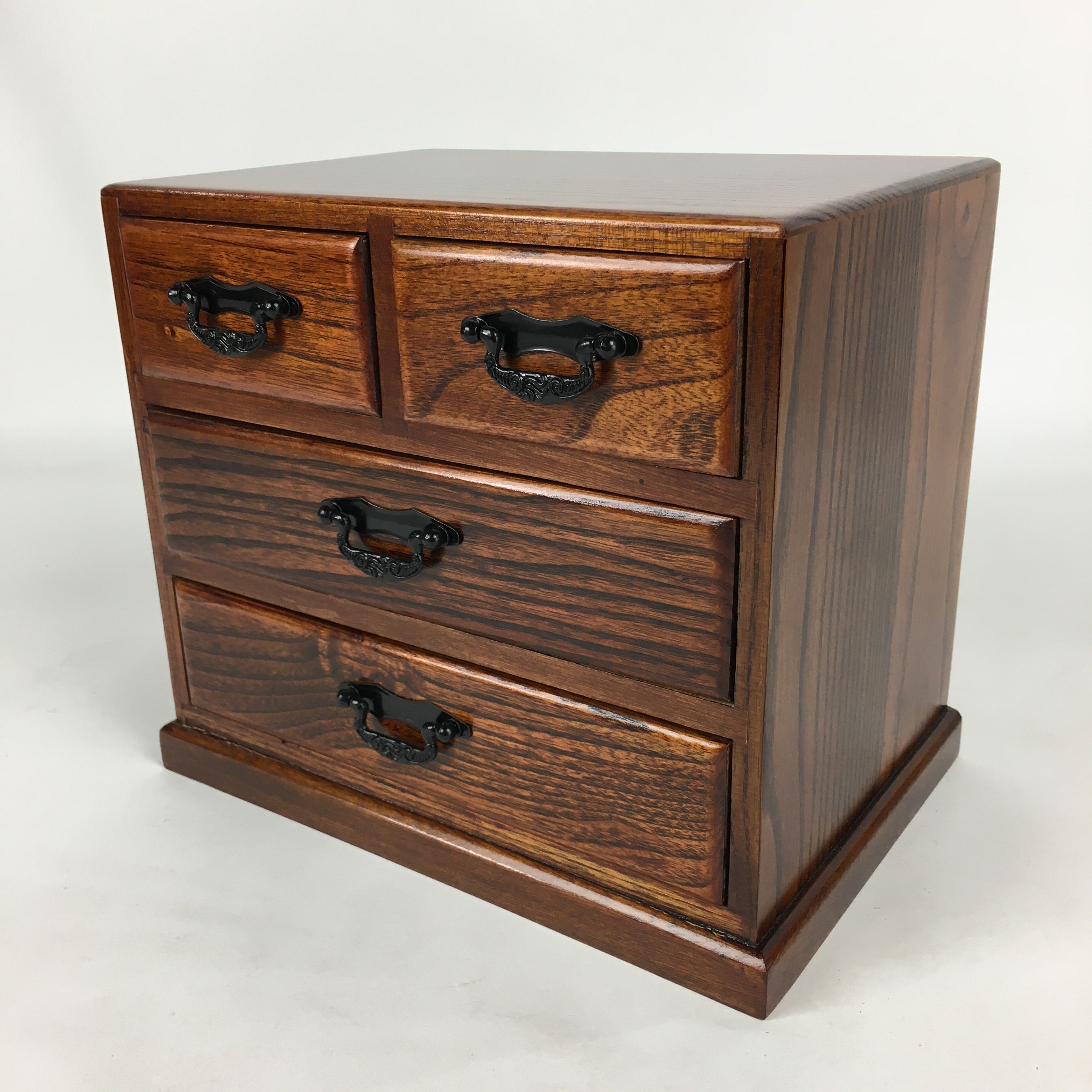 Japanese Lacquered Sewing Box Vtg Haribako Chest Tansu 4Drawers T315