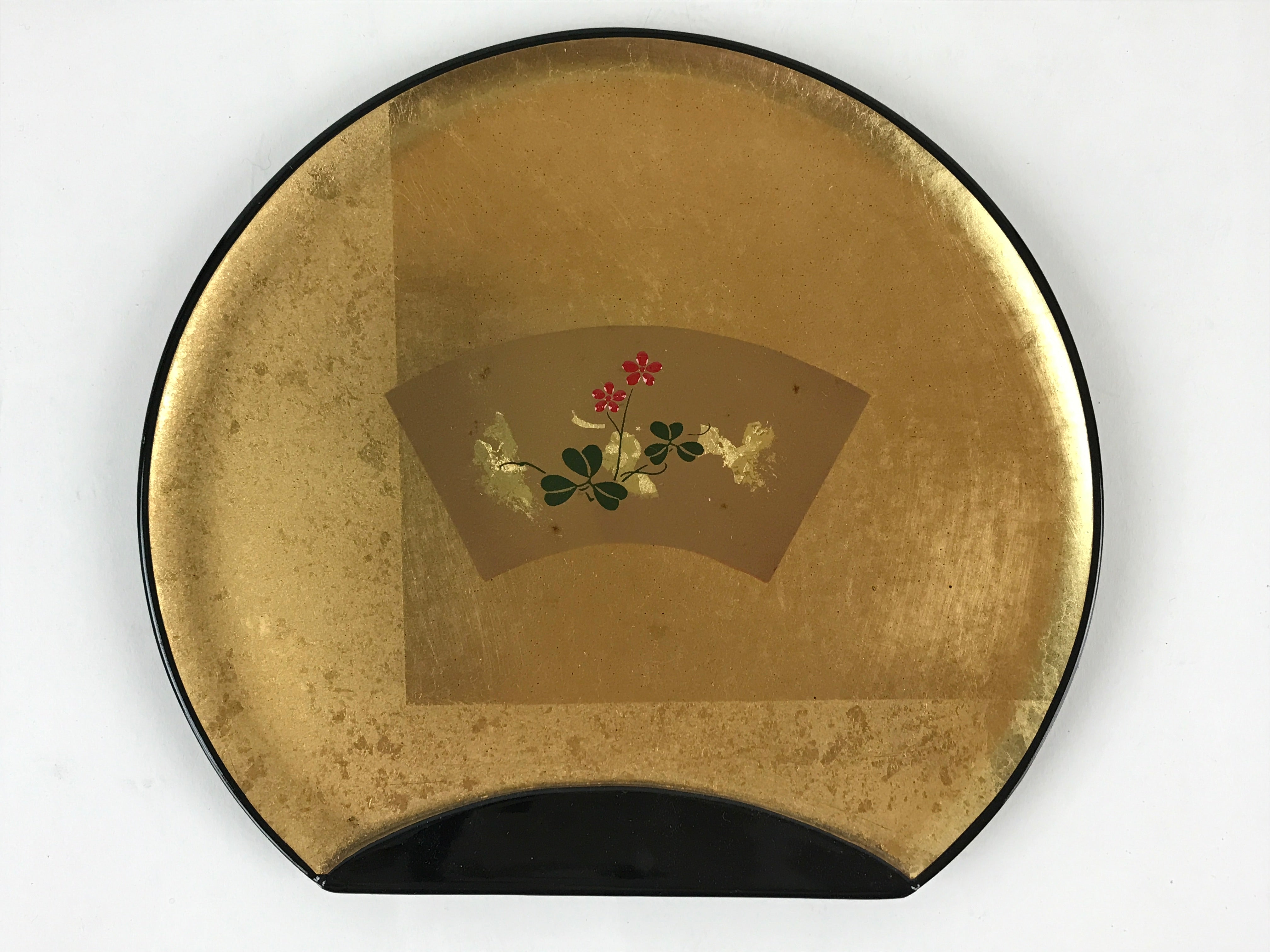 Japanese Lacquered Small Plate 2pc Set Vtg Sweet Plate Half Moon PX646