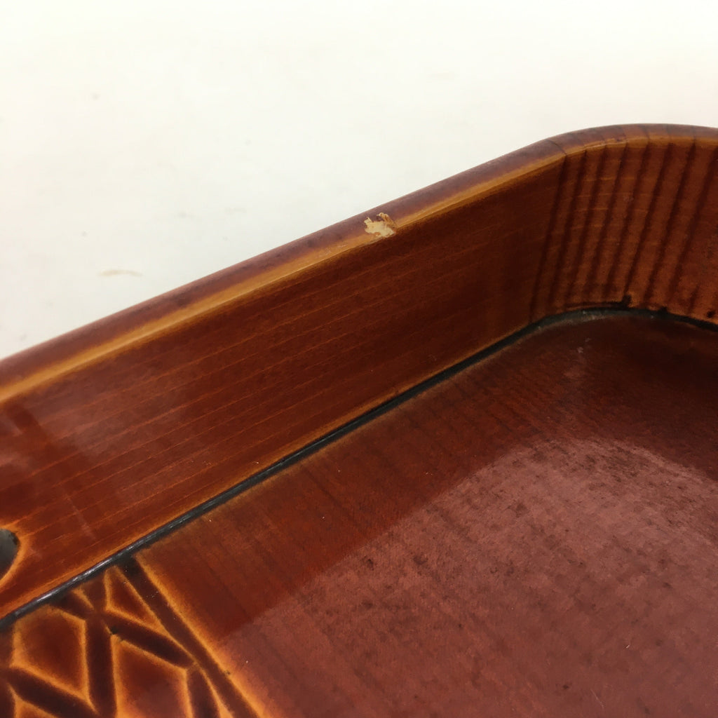 Japanese Lacquered Tray Rectangle Obon Vtg Shunkei-Nuri Nurimono UR683