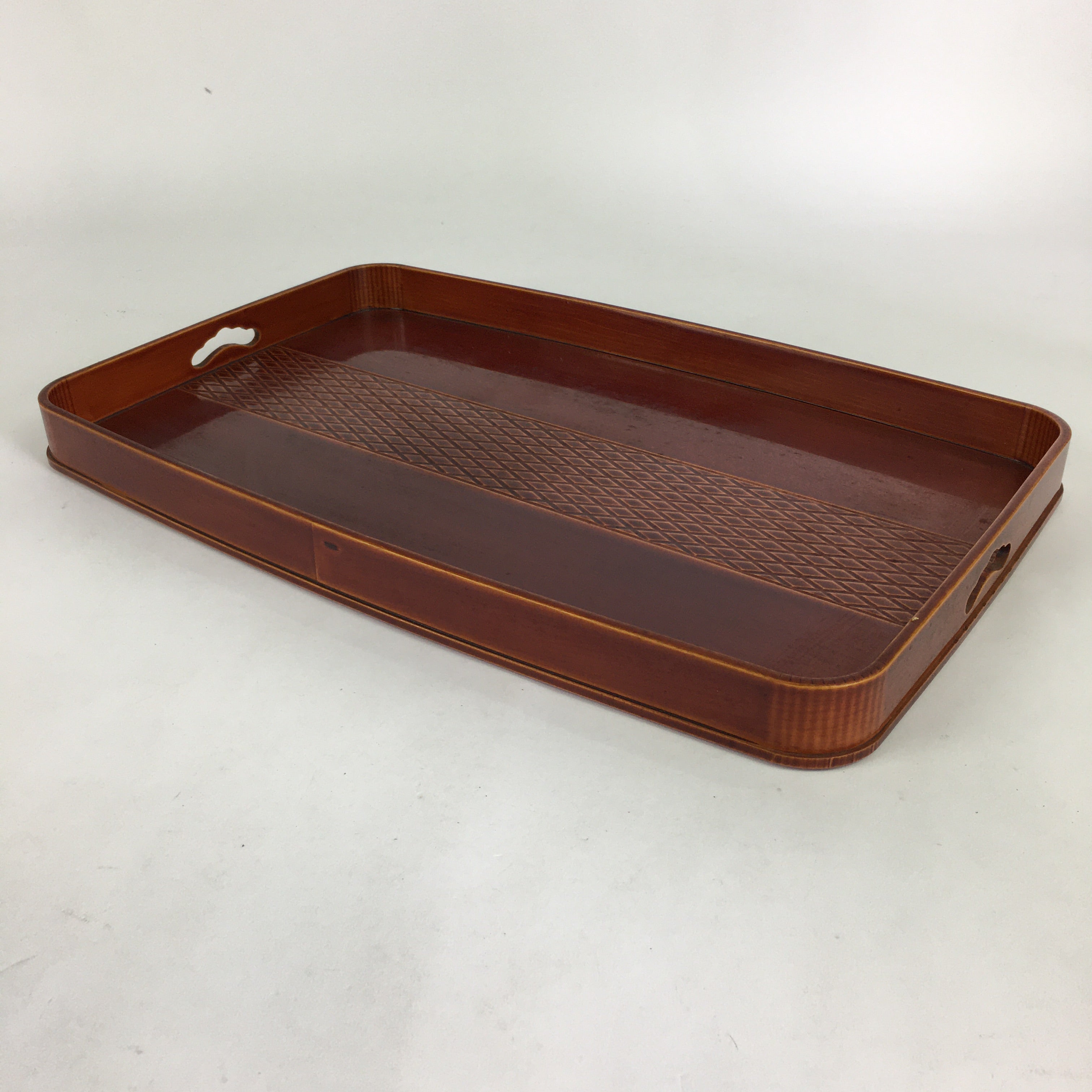 Japanese Lacquered Tray Rectangle Obon Vtg Shunkei-Nuri Nurimono UR683